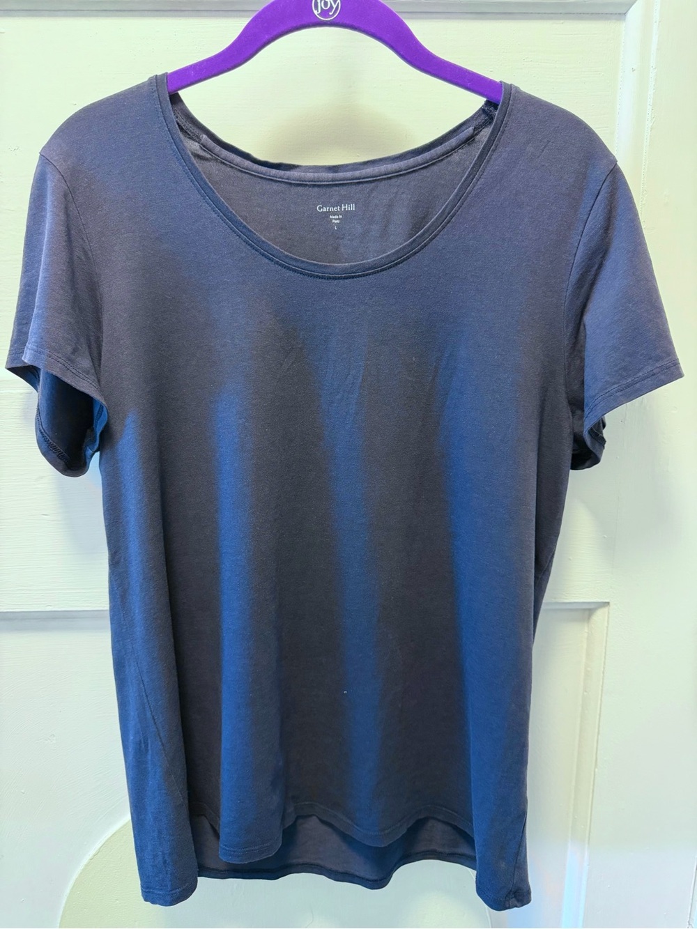 Garnet Hill Navy Scoop-Neck Short Sleeve Tee